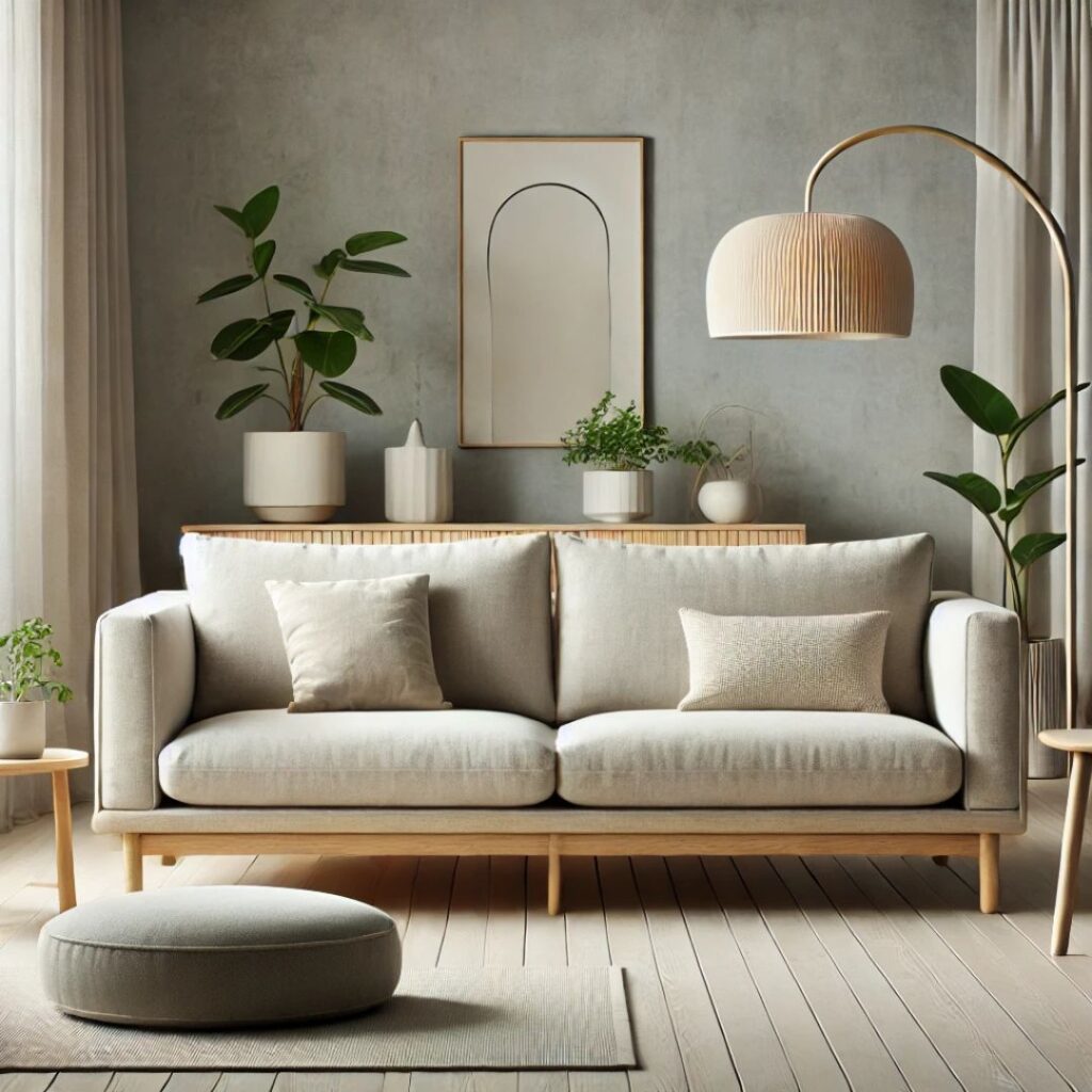 Japandi soffa i minimalistisk japansk-skandinavisk stil Japandi soffa i minimalistisk japansk-skandinavisk stil.