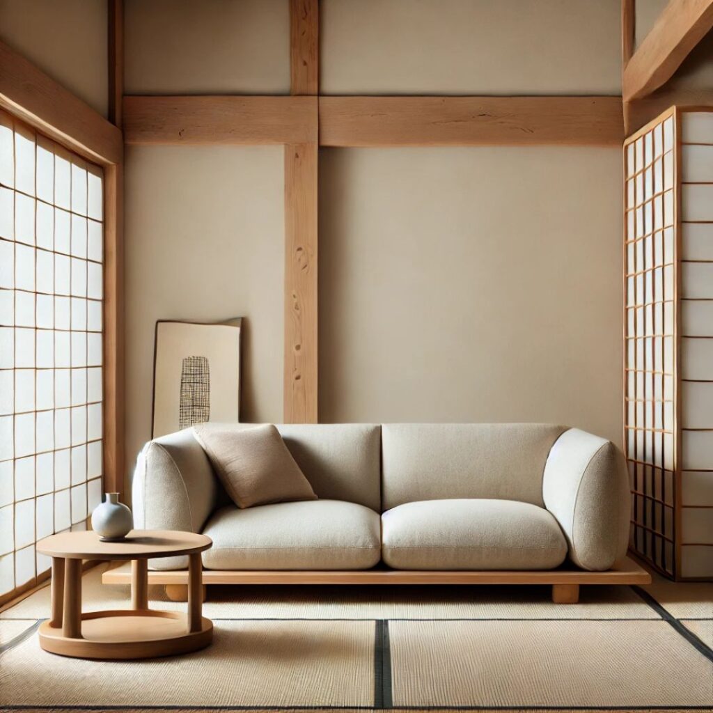 Japansk soffa i traditionell japansk minimalistisk stil Japansk soffa i traditionell japansk minimalistisk stil.