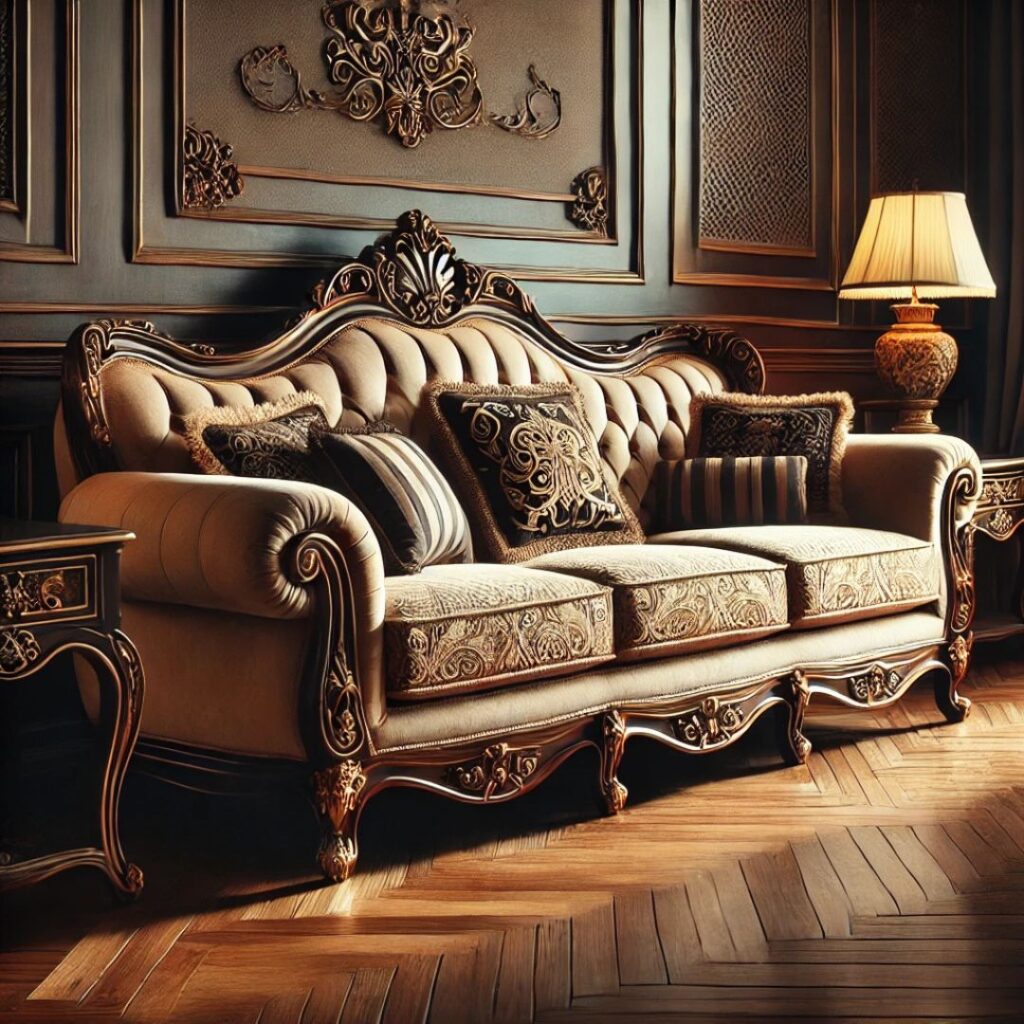 Klassisk soffa i en traditionell, elegant miljö Klassisk soffa i en traditionell, elegant miljö.