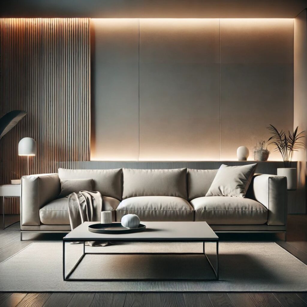 Modern soffa i en samtida vardagsrumsstil Modern soffa i en samtida vardagsrumsstil.