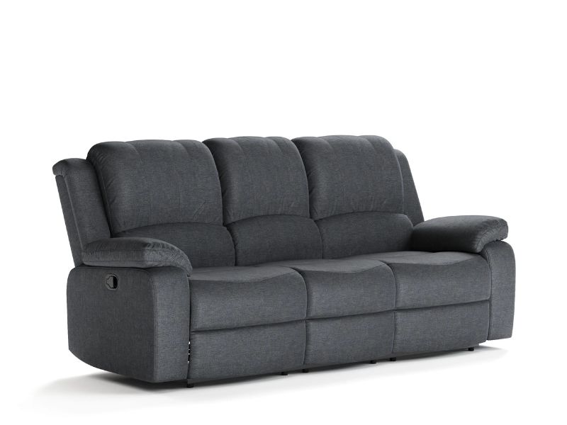 Norbo 3-sits Reclinersoffa i mörkgrått tyg